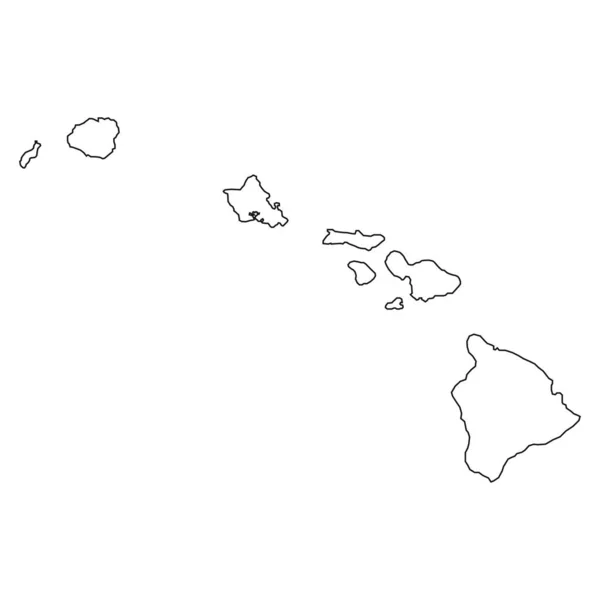 Hawaii Mapa Sobre Fondo Blanco — Vector de stock