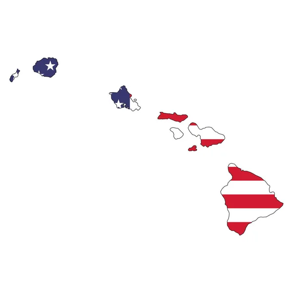 Mapa Del Estado Hawái Con Bandera Nacional Estadounidense Sobre Fondo — Vector de stock