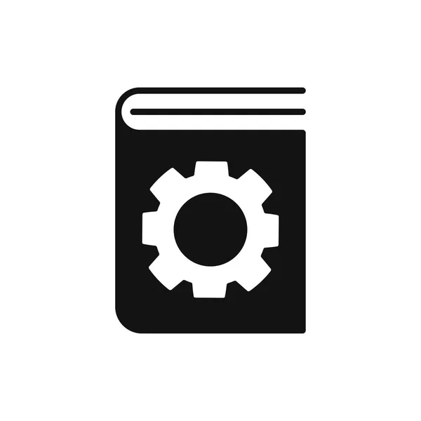Μαύρο Εικονίδιο Βιβλίου Cogwheel Εικονογράφηση Διάνυσμα Επίπεδη Σχεδίαση — Διανυσματικό Αρχείο
