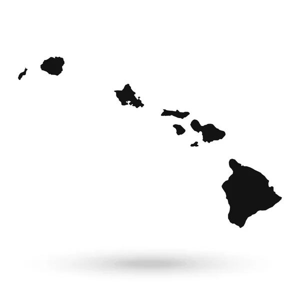 Hawaï Carte Noire Sur Fond Blanc — Image vectorielle