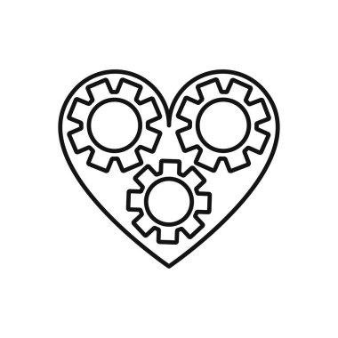 Dişliler ve Aşk Simgesi, Kalp ve Vites İllüstrasyonu