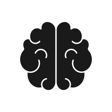 Siyah insan beyni doğrusal vektör düz simgesi