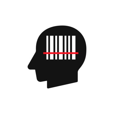 Barkod vektör illüstrasyonlu insan kafası