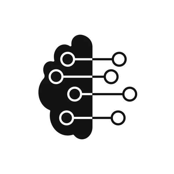 Siyah Insan Beyni Doğrusal Teknoloji Vektör Logosu — Stok Vektör