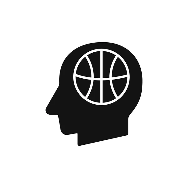 Ανθρώπινο Κεφάλι Μπάλα Μπάσκετ Σημάδι Διάνυσμα Εικονογράφηση — Διανυσματικό Αρχείο