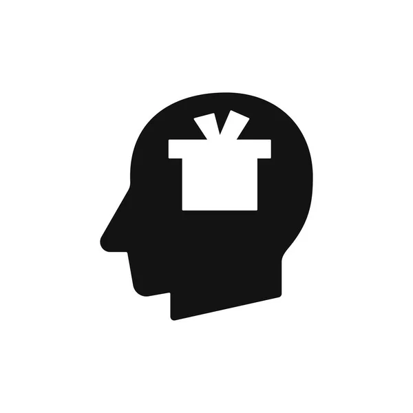 Ανθρώπινο Κεφάλι Κουτί Δώρου Σημάδι Σιλουέτα Μαύρο Διάνυσμα Εικονογράφηση — Διανυσματικό Αρχείο