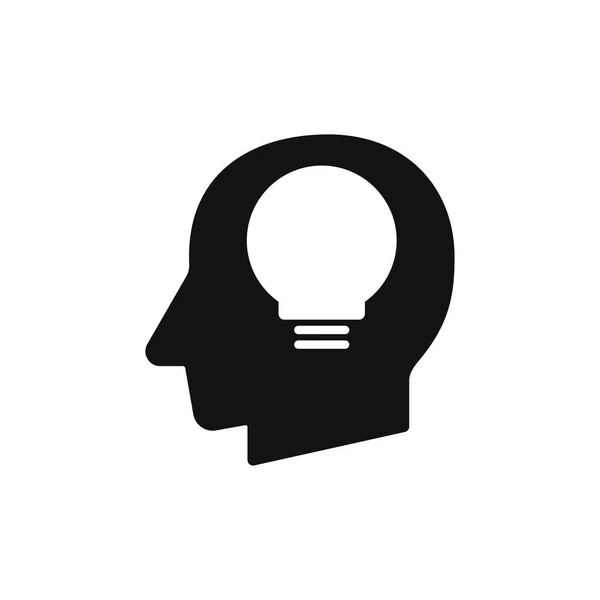Ανθρώπινο Κεφάλι Λάμπα Σιλουέτα Μαύρο Διάνυσμα Εικονογράφηση — Διανυσματικό Αρχείο