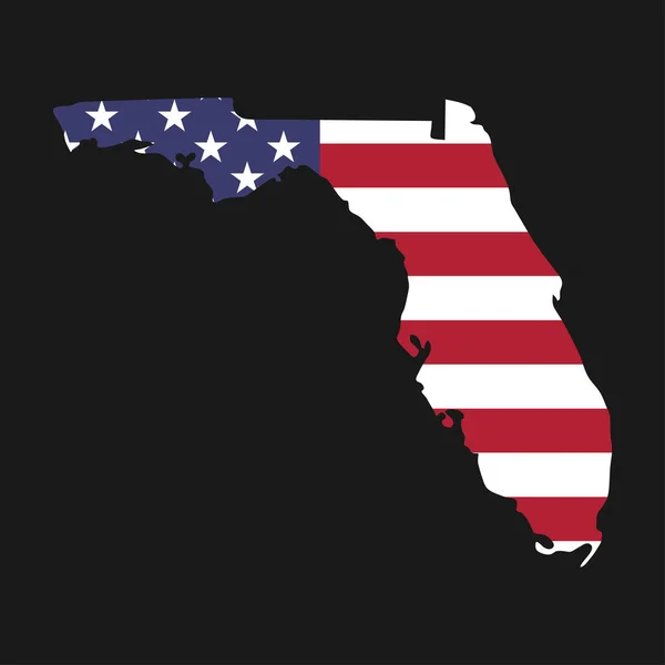 Florida State Map American National Flag Black Background — Stock Vector