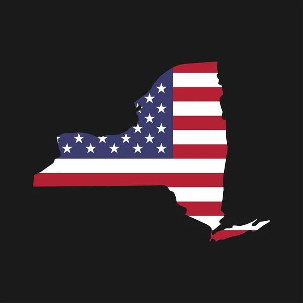 黒人を背景にしたアメリカ国旗のあるニューヨーク州地図 — ストックベクタ