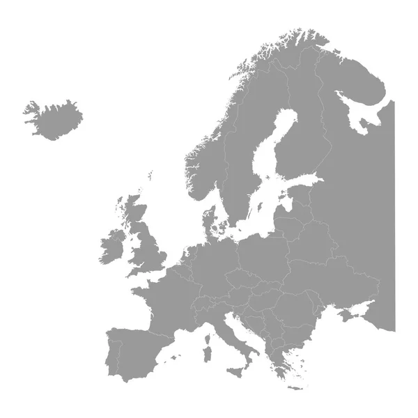 Grey Europe Map Country Outline Graphic Vector — Stok Vektör