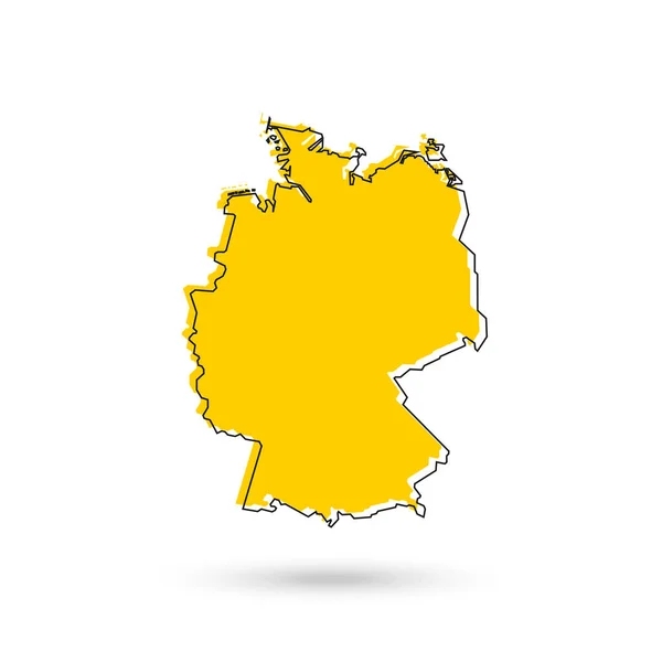 Ilustração Vetorial Mapa Amarelo Alemanha Sobre Fundo Branco — Vetor de Stock