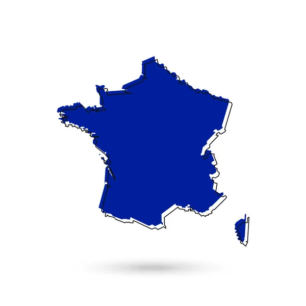 Illustration Vectorielle Carte Bleue France Sur Fond Blanc — Image vectorielle