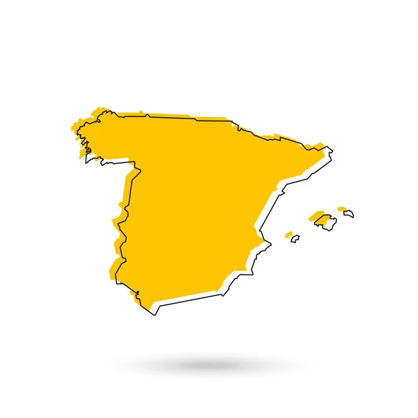 Ilustración Vectorial Del Mapa Amarillo España Sobre Fondo Blanco — Archivo Imágenes Vectoriales