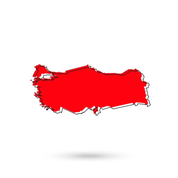 Vektorová Ilustrace Červené Mapy Turecka Bílém Pozadí — Stockový vektor