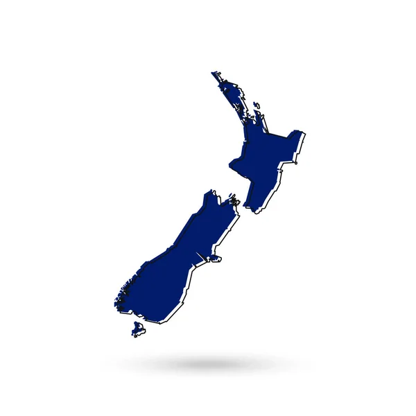Vector Illustration Blue Map New Zealand White Background — Stock Vector