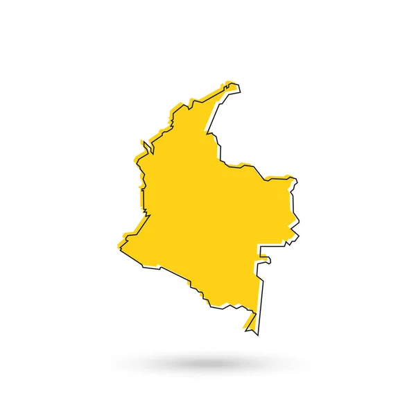 Colombia Gul Karta Vit Bakgrund — Stock vektor