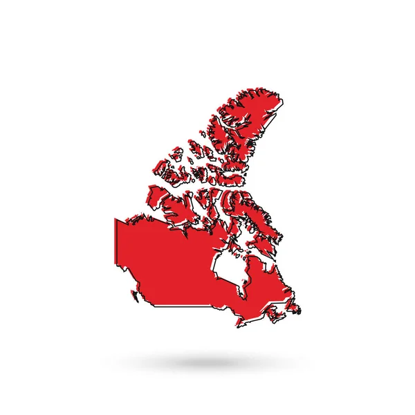 Червона Карта Канади Білому Тлі — стоковий вектор