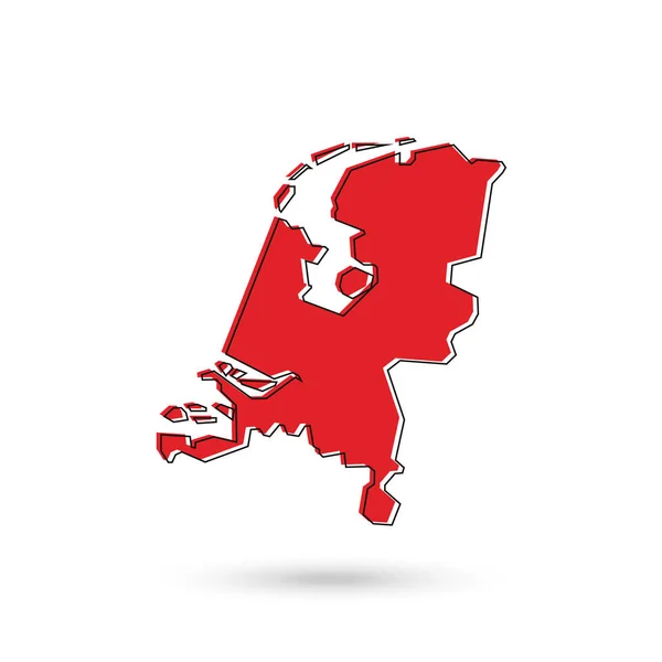 Vector Illustration Red Map Netherlands White Background — 스톡 벡터