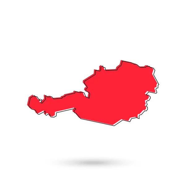 Vektor Illustration Den Röda Kartan Över Österrike Vit Bakgrund — Stock vektor