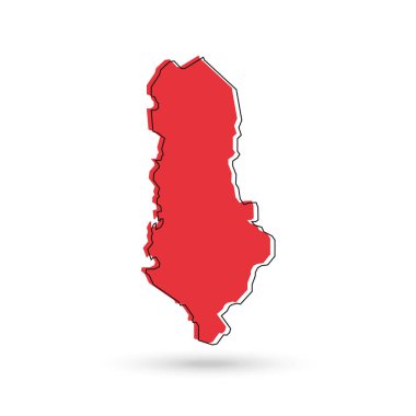 Beyaz Arkaplanda Arnavutluk 'un Kırmızı Haritasının Vektör İllüstrasyonu