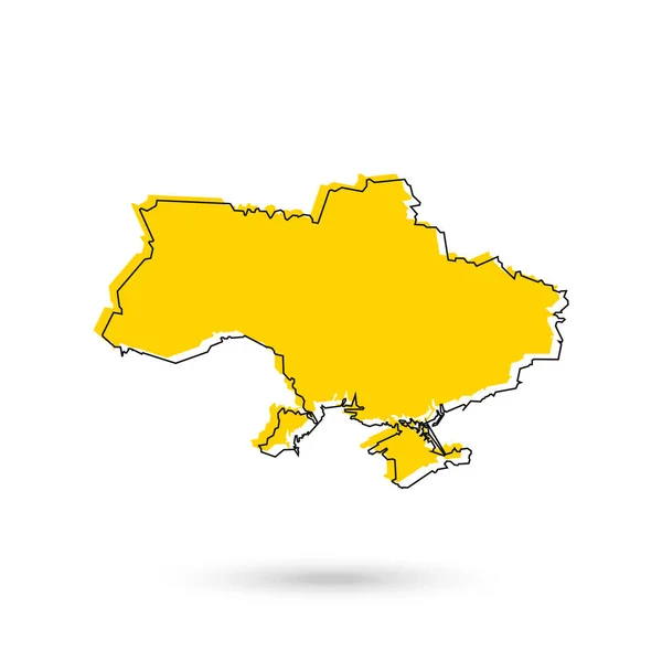 Ilustración Vectorial Del Mapa Amarillo Ucrania Sobre Fondo Blanco — Vector de stock