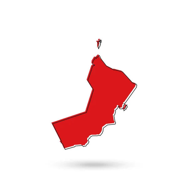 Vector Illustration Red Map Oman White Background — 스톡 벡터