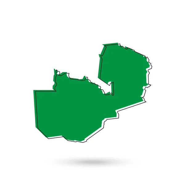 Ilustração Vetorial Mapa Verde Zâmbia Sobre Fundo Branco — Vetor de Stock