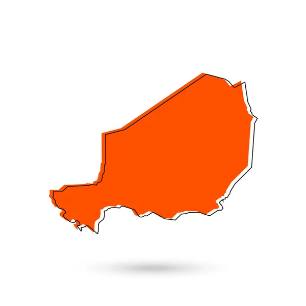 Vektor Illustration Orange Karta Över Niger Vit Bakgrund — Stock vektor