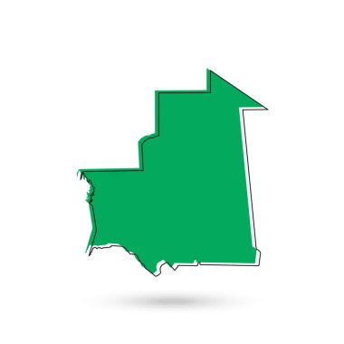 Moritanya 'nın Beyaz Arkaplan Yeşil Haritasının Vektör İllüstrasyonu