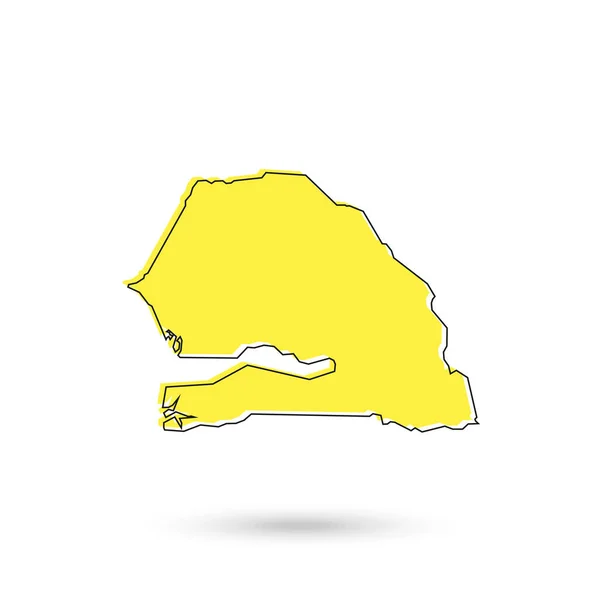 Ilustración Vectorial Del Mapa Amarillo Senegal Sobre Fondo Blanco — Vector de stock