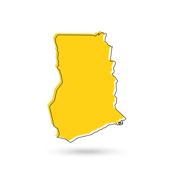 Ilustración Vectorial Del Mapa Amarillo Ghana Sobre Fondo Blanco — Vector de stock