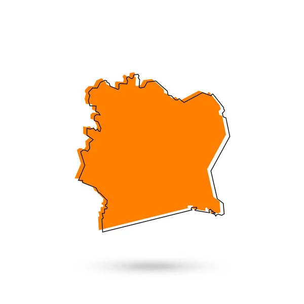 Vektor Illustration Orange Karta Över Elfenbenskusten Vit Bakgrund — Stock vektor