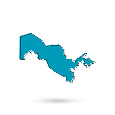 Özbekistan 'ın Mavi Haritasının Beyaz Arkaplanda Vektör ResmiComment