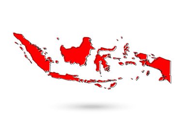 Beyaz Arkaplanda Kırmızı Endonezya Haritasının Vektör İllüstrasyonu