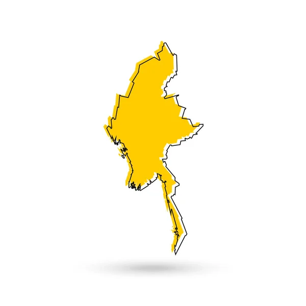 Ilustración Vectorial Del Mapa Amarillo Myanmar Sobre Fondo Blanco — Vector de stock