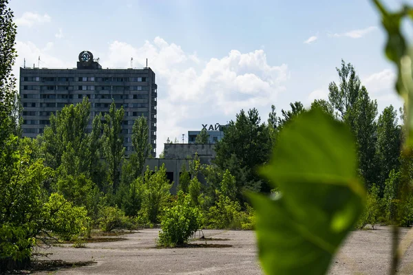 Чорнобильська Зона Відчуження Вигляд Центр Міста Житлові Будівлі — стокове фото