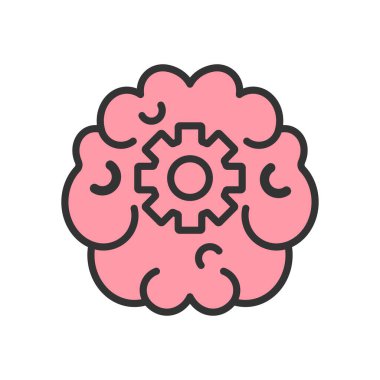 Dişli vektör düz simgesi olan insan beyni