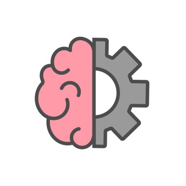 Çarklı vektör düz simgesine sahip insan beyni