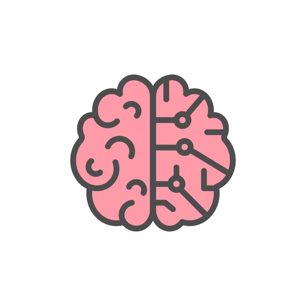 Human Brain Linear Technology Logo — Stock Vector