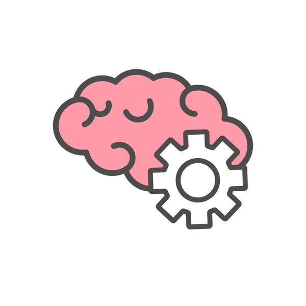 Creative Brain Gear Symbol Logo Flat Design Ilustracja — Wektor stockowy