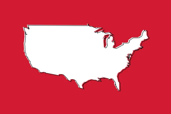 Mappa Delle Silhouette Dei Cartoni Animati Rossi Degli Stati Uniti — Vettoriale Stock