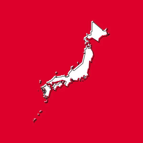 Mapa Japão Altamente Detalhado Silhueta Isolada Fundo Vermelho —  Vetores de Stock