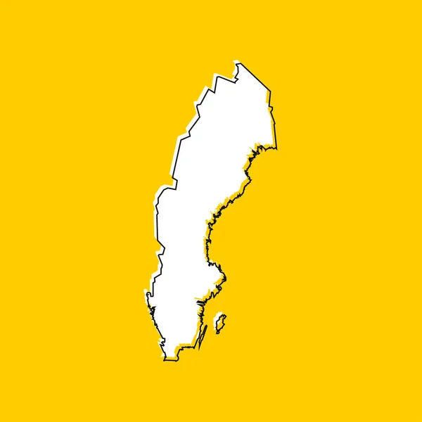 瑞典地图非常详细 在黄色背景下孤立的轮廓 — 图库矢量图片