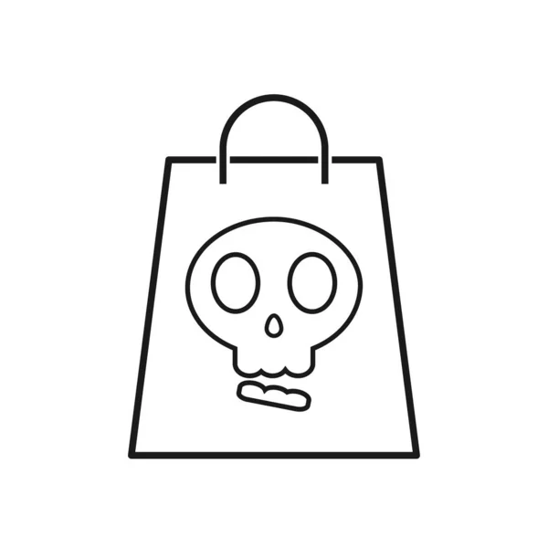 Bolsas Halloween Con Cráneo Raro Diseño Plano — Vector de stock