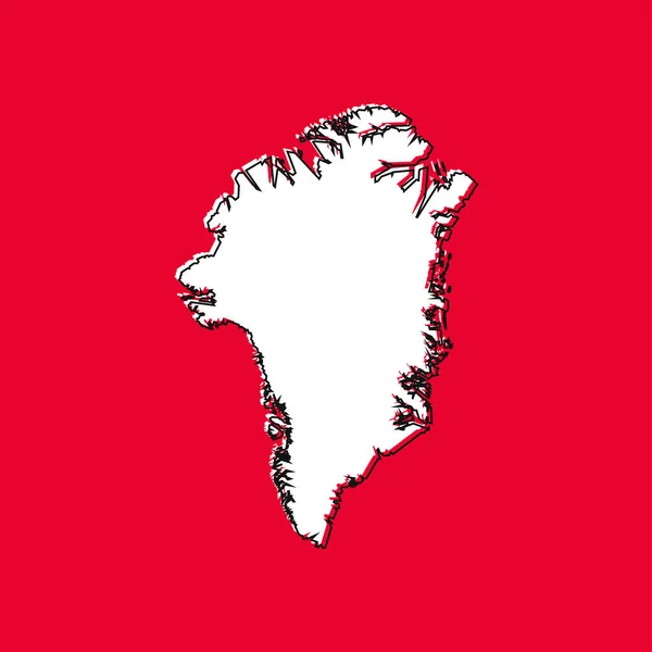 Szczegółowa Mapa Wektorowa Grenlandii Czerwonym Tle — Wektor stockowy