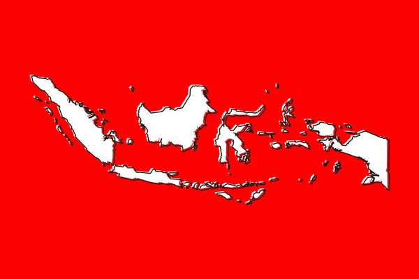 Ilustración Vectorial Del Mapa Indonesia Sobre Fondo Rojo — Archivo Imágenes Vectoriales