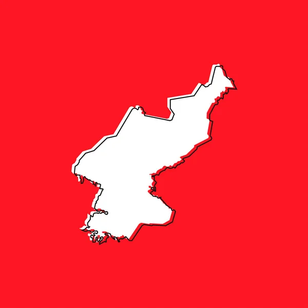 Vektor Illustration Kartan Över Nordkorea Röd Bakgrund — Stock vektor