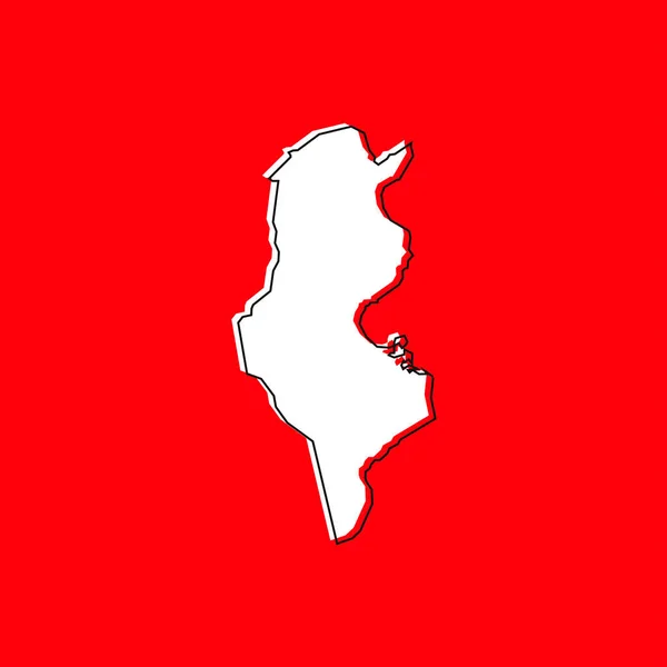 Illustration Vectorielle Carte Tunisie Sur Fond Rouge — Image vectorielle