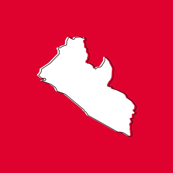 Ilustración Vectorial Del Mapa Liberia Sobre Fondo Rojo — Vector de stock