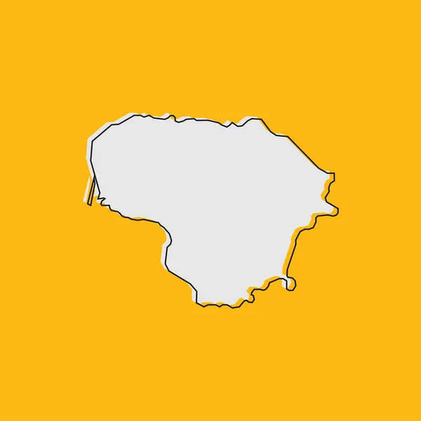Ilustración Vectorial Del Mapa Lituania Sobre Fondo Amarillo — Vector de stock